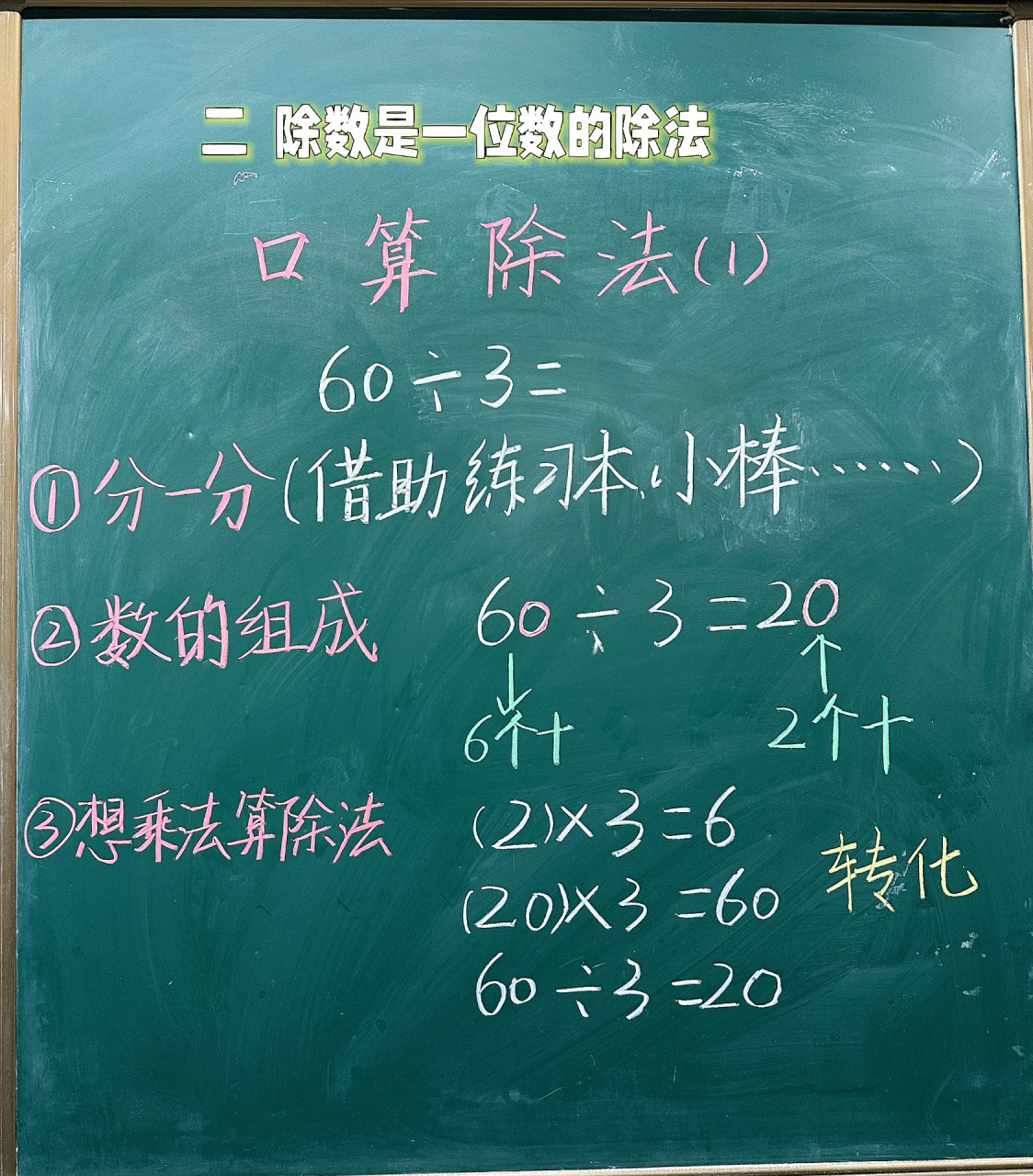 口算除法板书 人教三年级下册数学第2单元《除数是一位数的除法》第1