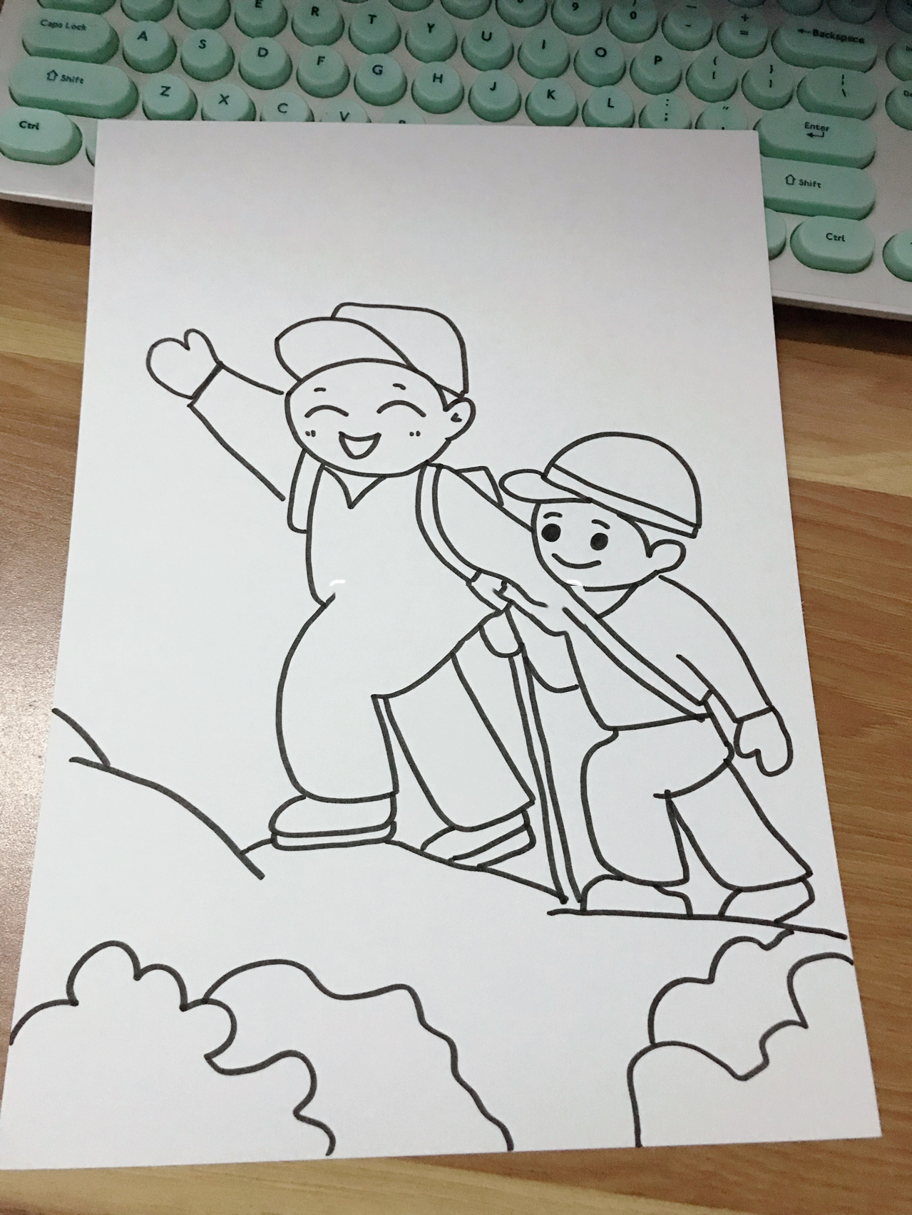 【绘画】登山亲子户外体育活动 爬山儿童画