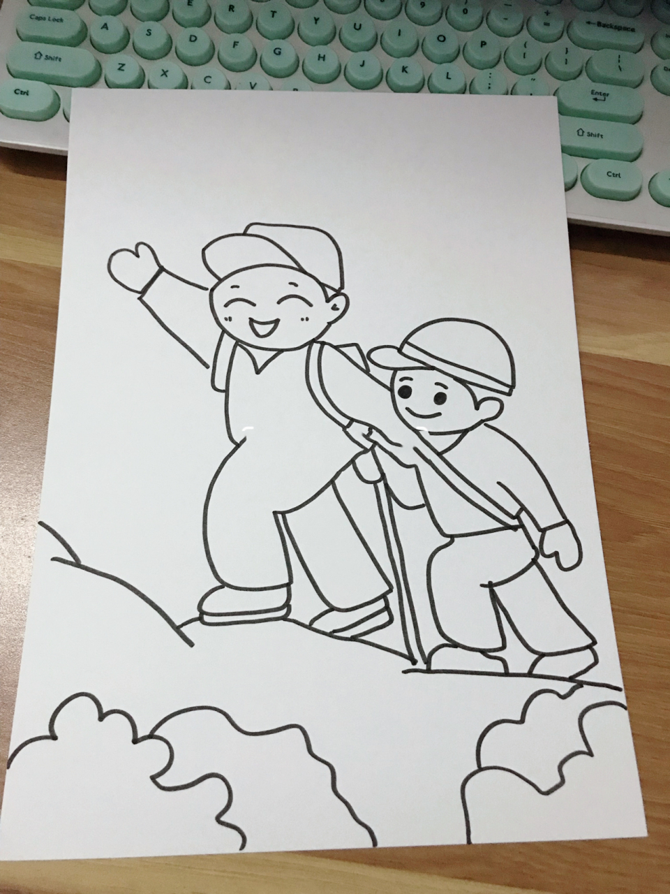 【绘画】登山亲子户外体育活动 爬山儿童画