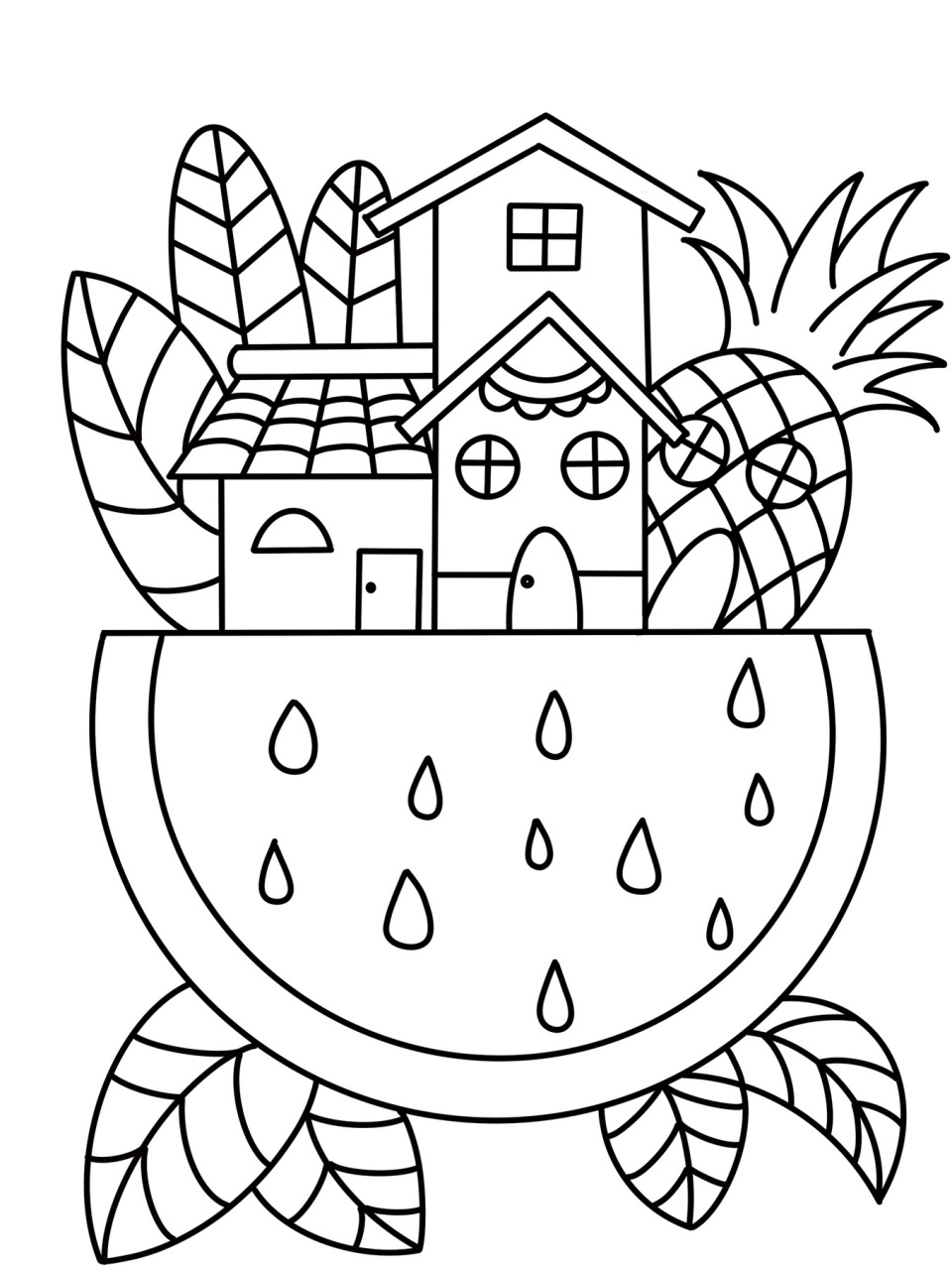 西瓜房子92 西瓜屋 房子 创意画 儿童画 #儿童简笔画# #创意儿童画