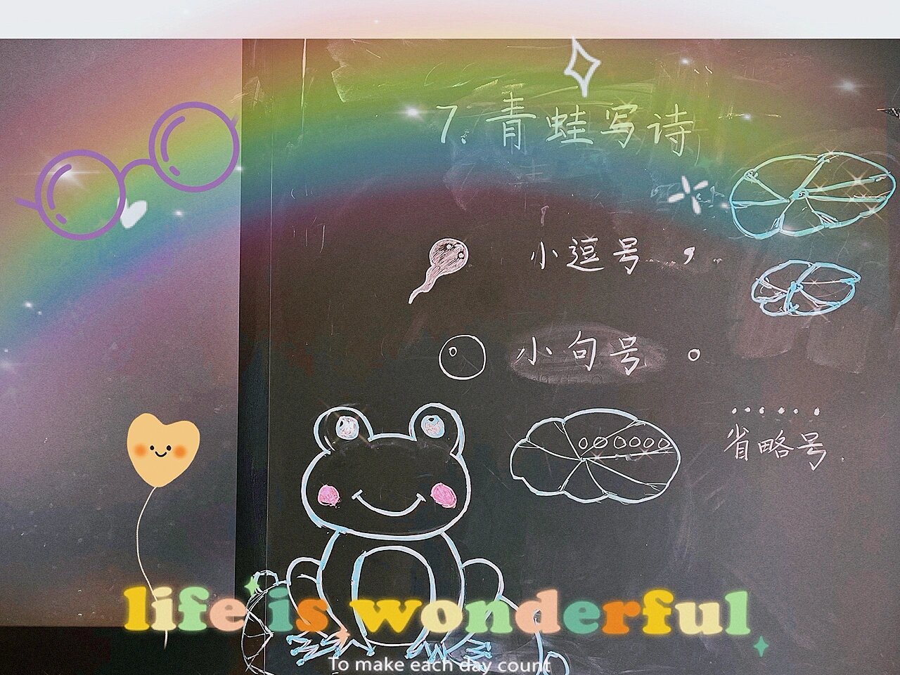 今日板书《青蛙写诗》
