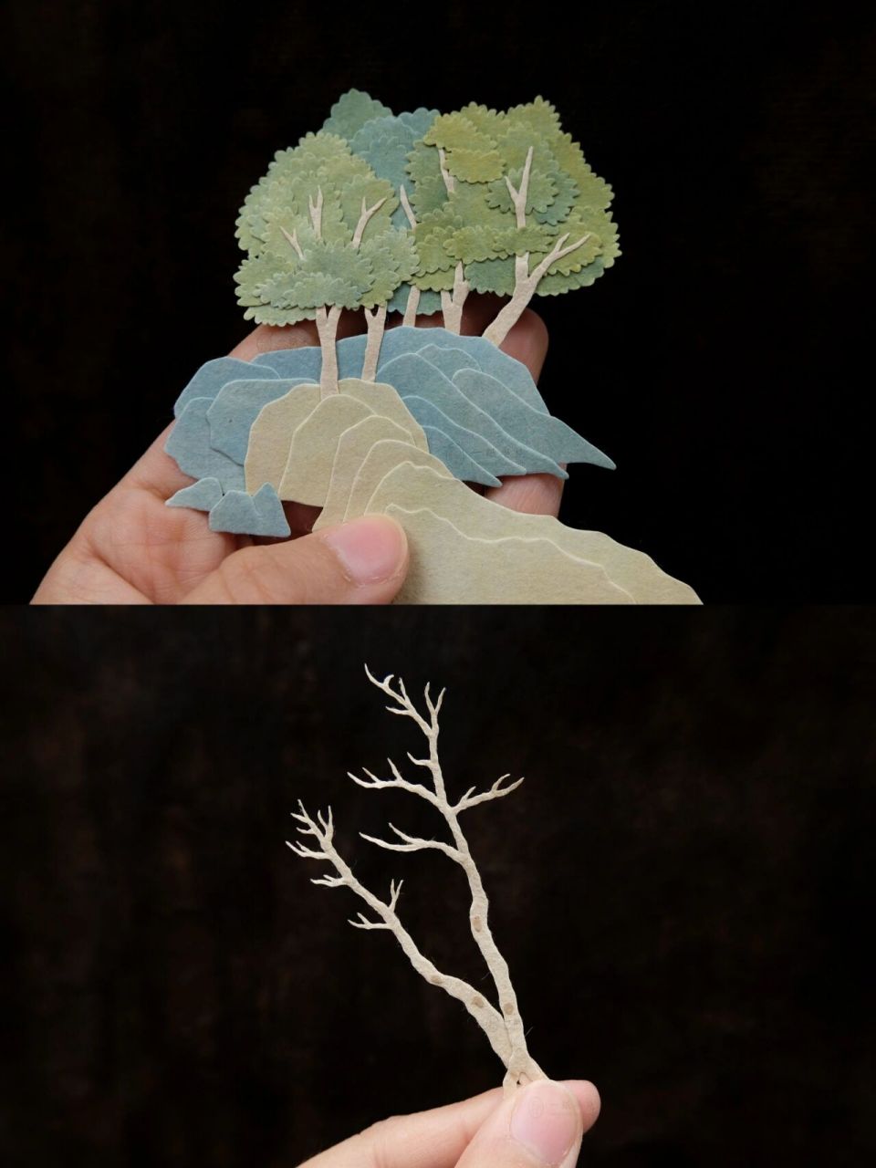 纸艺/山水画中的植物 新一幅山水题材的纸艺制作 未完待续～ 99