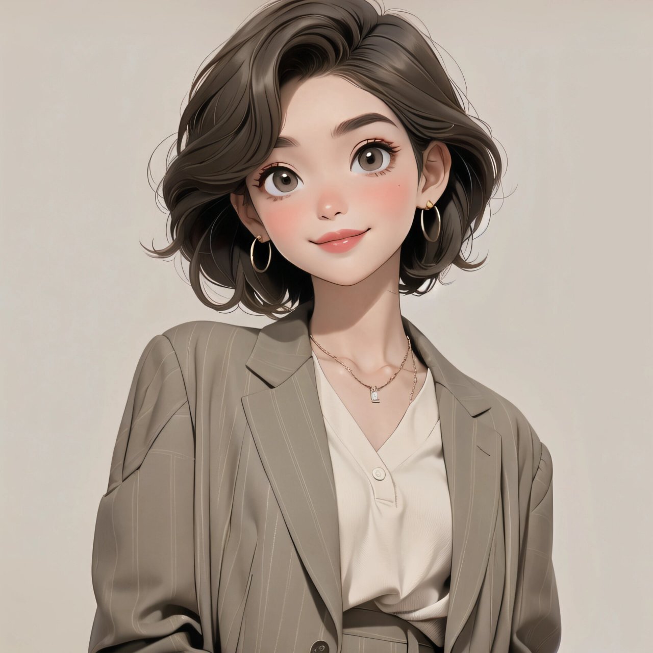 7815复古女生头像之酷飒的短发女生