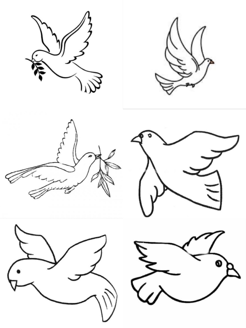 【简笔画】鸽子,附两张图 不同角度的鸽子简笔画,和平鸽 