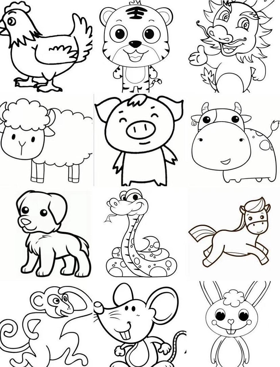 十二生肖~动物大全简笔画都在这里了 新的一年我们继续努力,幼儿教师
