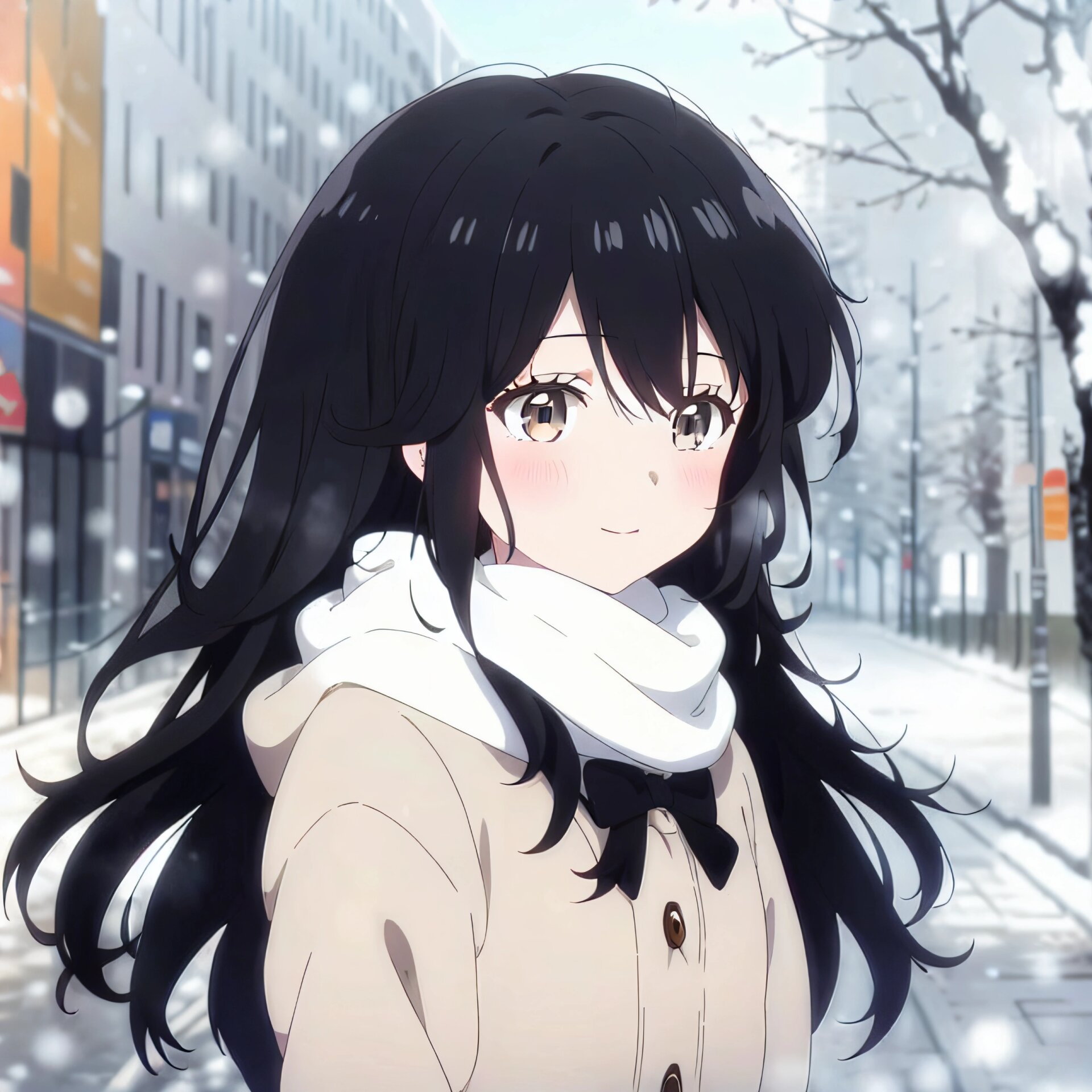 动漫风格黑长直女生头像飘雪冬季@大m学社的动态