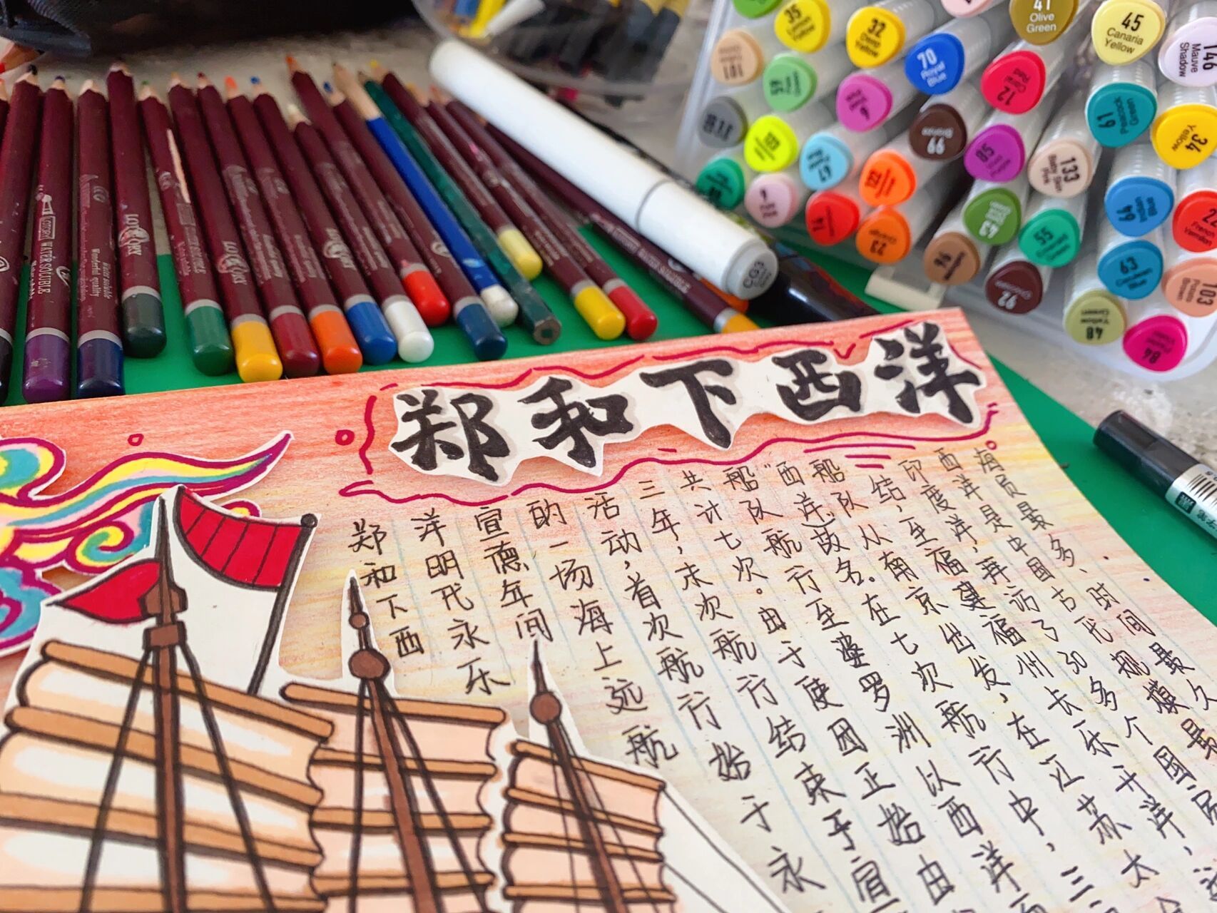 08原创《郑和下西洋》小报.9393画画讲求灵感9393
