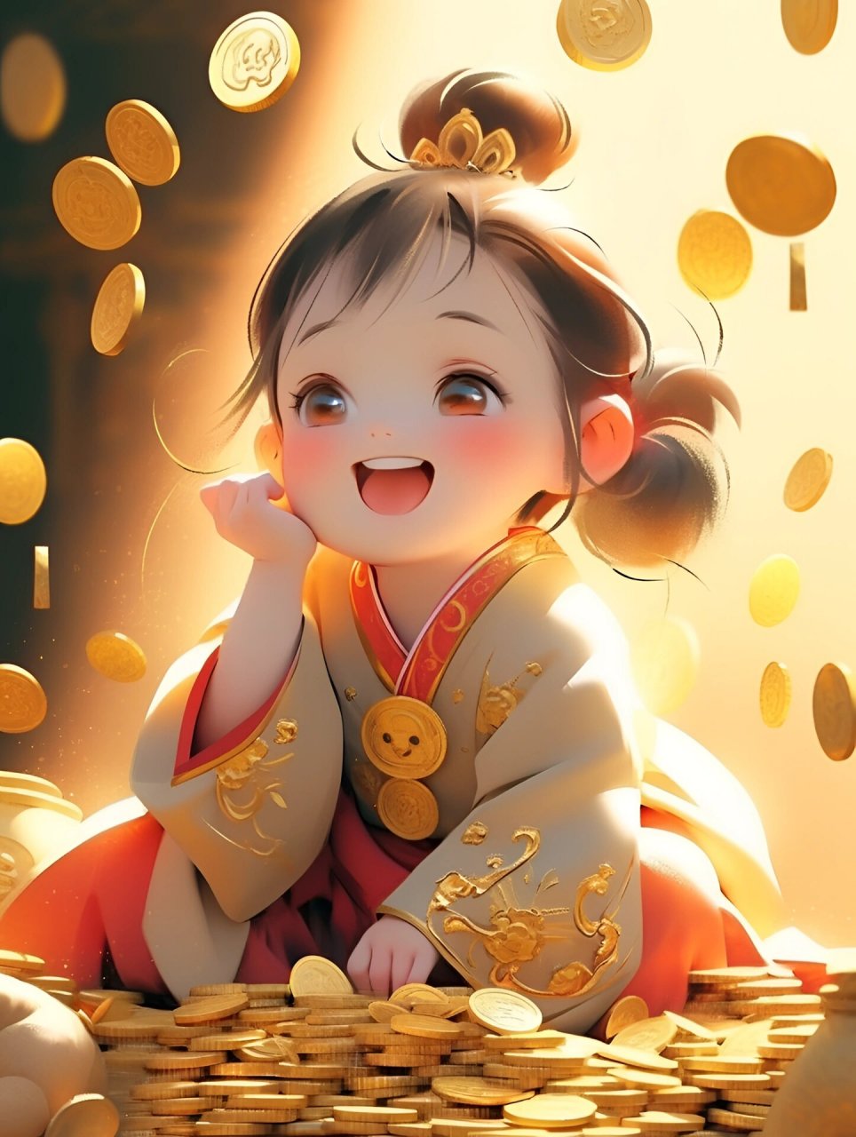 可爱女孩发财头像 每天都在想什么