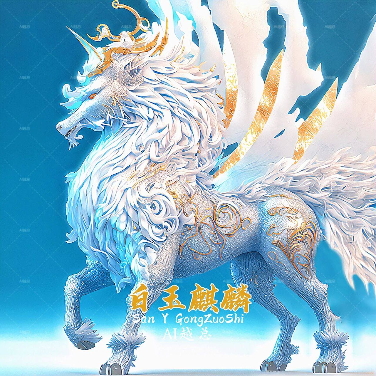 上古神兽-白玉麒麟 白玉麒麟:象征着好运,是人们日常生活中常见的吉祥