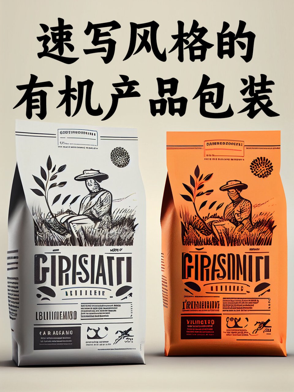 速写风格的有机农产品包装设计