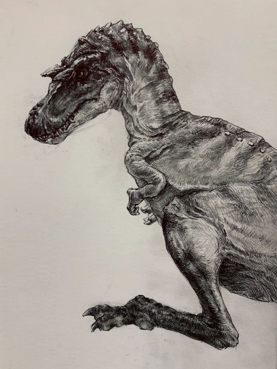 圆珠笔恐龙手绘 蛇发女怪龙～[害羞]#圆珠笔手绘# #恐龙# #暴龙