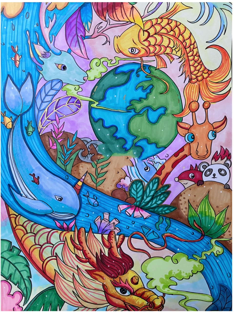 林夕代画——保护环境生态文明主题绘画分享 9315借鉴9215