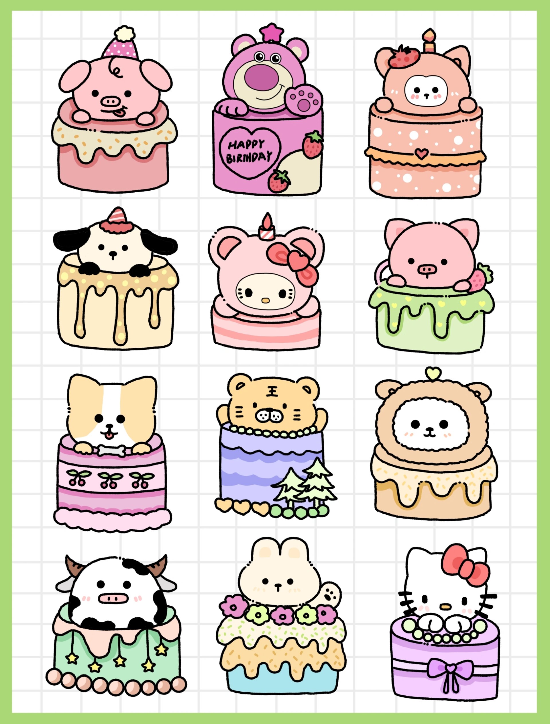 12款简笔画蛋糕第2弹||附线稿