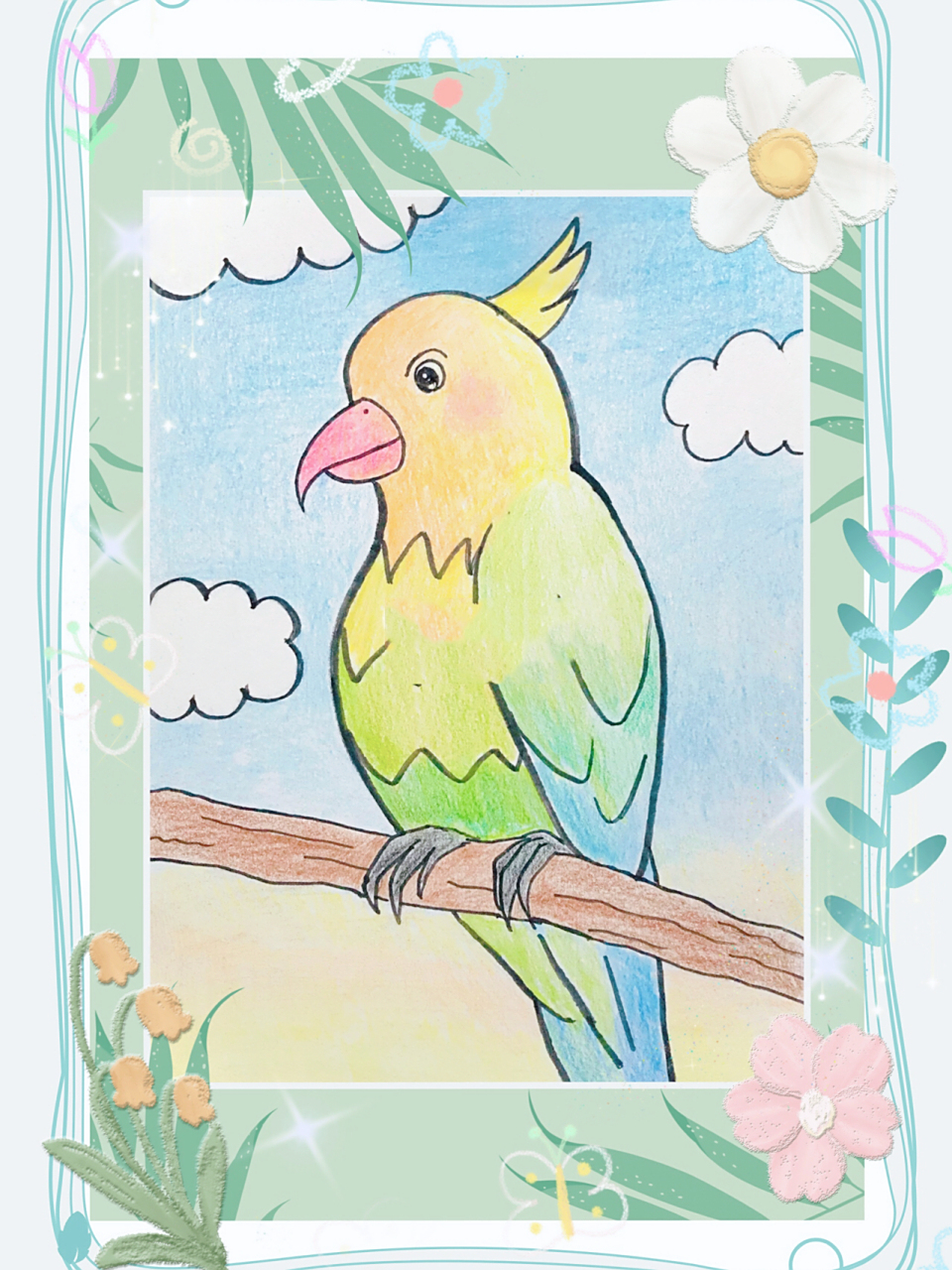 96简笔画教程|一起画鹦鹉00吧!