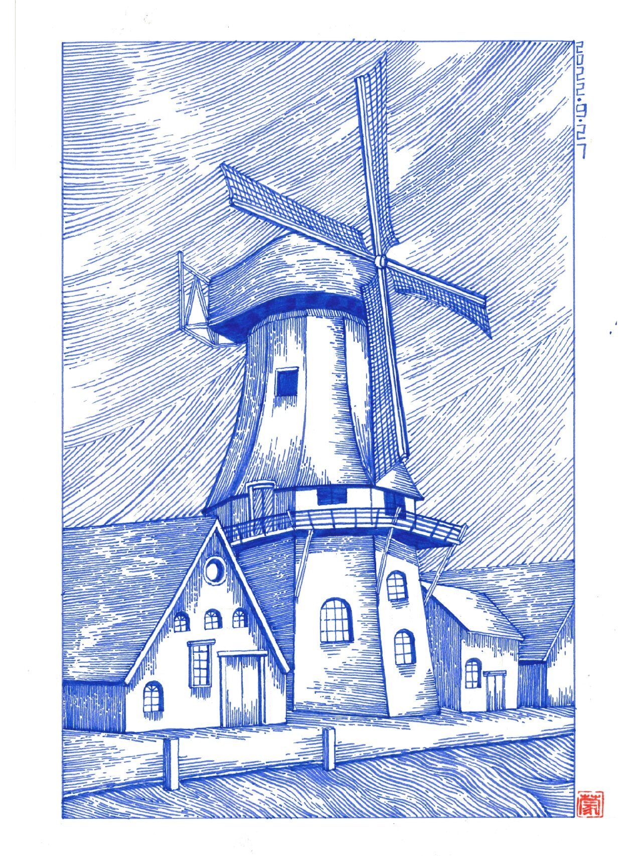 荷兰的大风车转啊转啊转