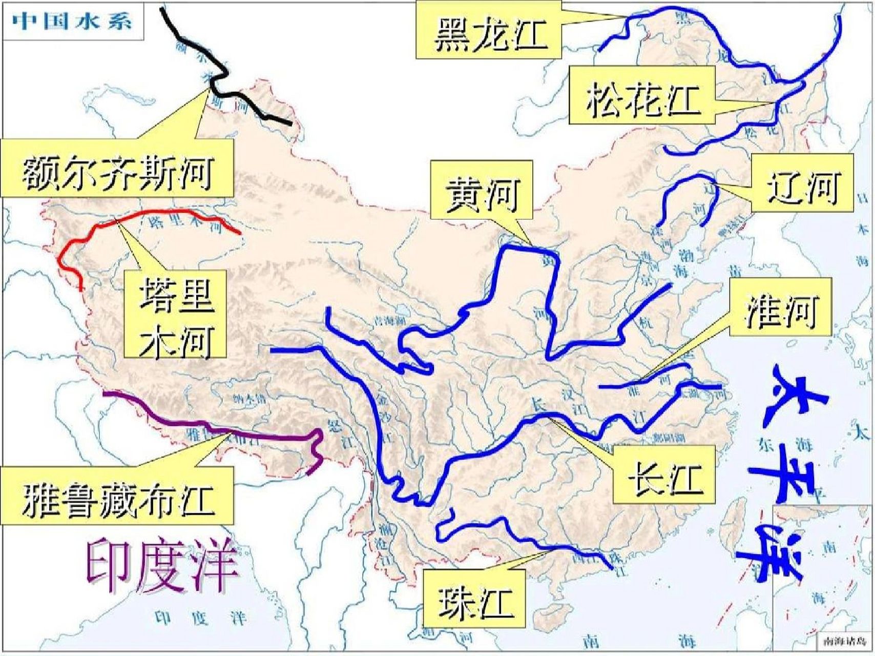 中国河流水系图 1,我国的河流 我国的河流,湖泊分布图如下所示,其中