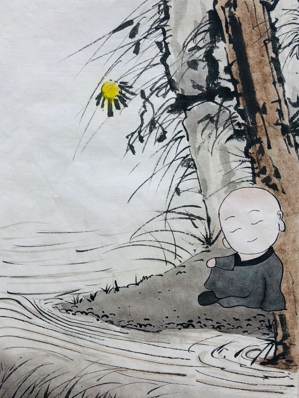 国画系列:可爱小和尚  :治愈