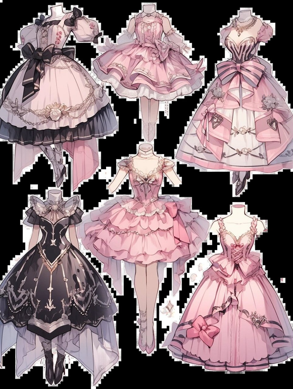 芭蕾舞礼服|oc服装设计婚纱手帐插画素材17 图源:midjourney