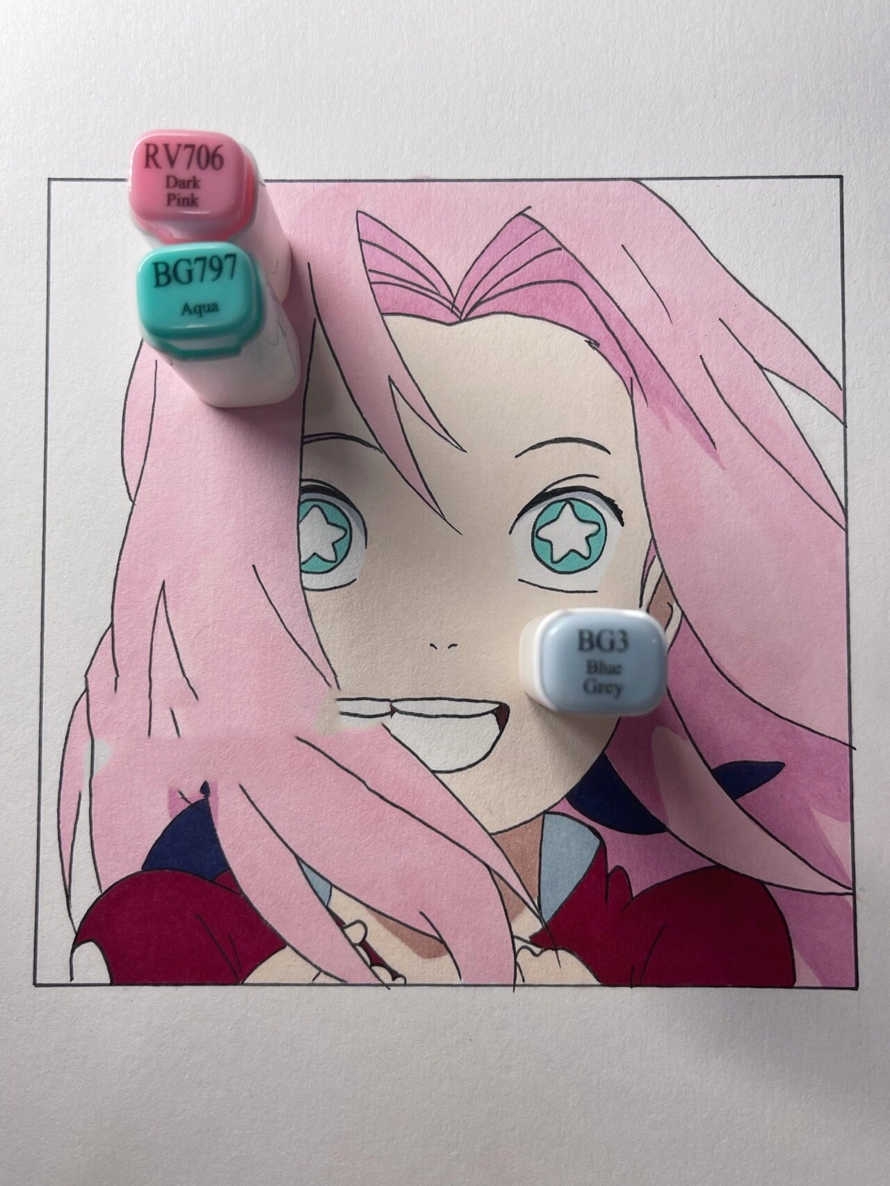 手绘|火影忍者·小樱94 上色过程