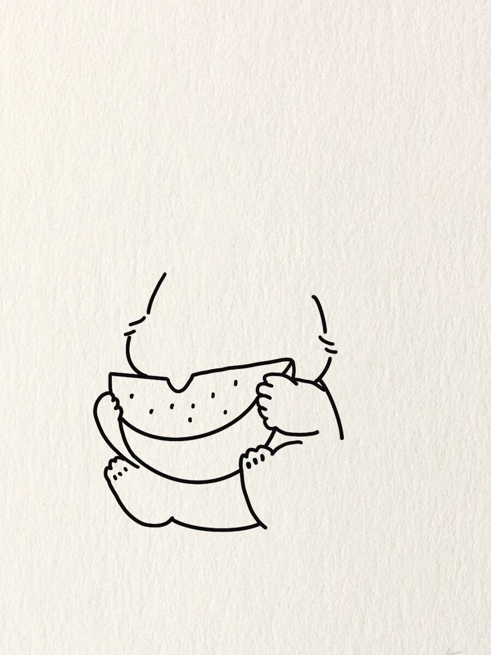 简笔画教程—吃西瓜的兔子