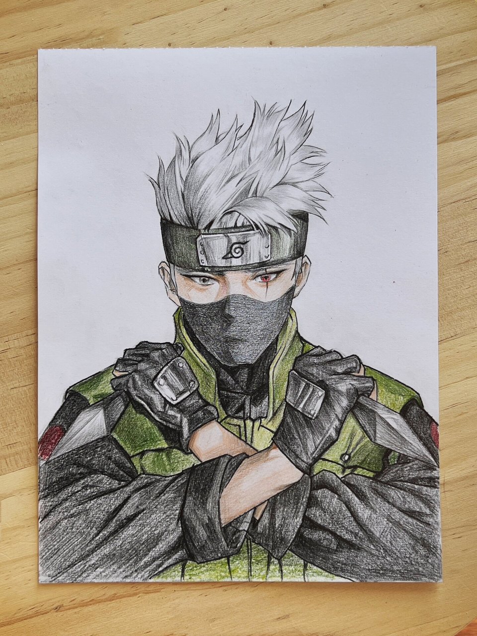 彩铅手绘 火影忍者-卡卡西 彩铅临摹网图火影忍者卡卡西 质感方面还差