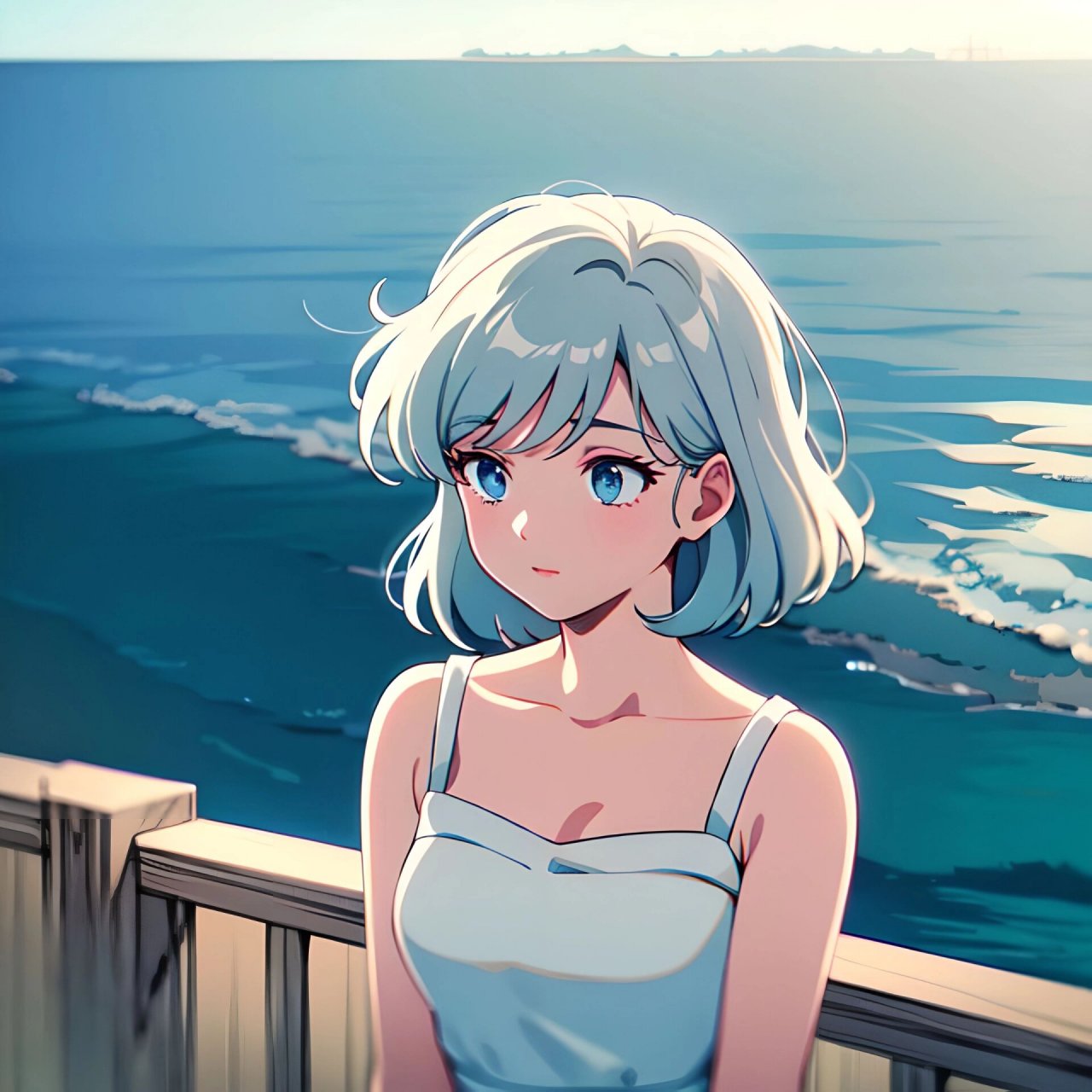 旧漫头像|海景女孩系列 陪你看海的人比海还温柔,你找到那个陪你看海