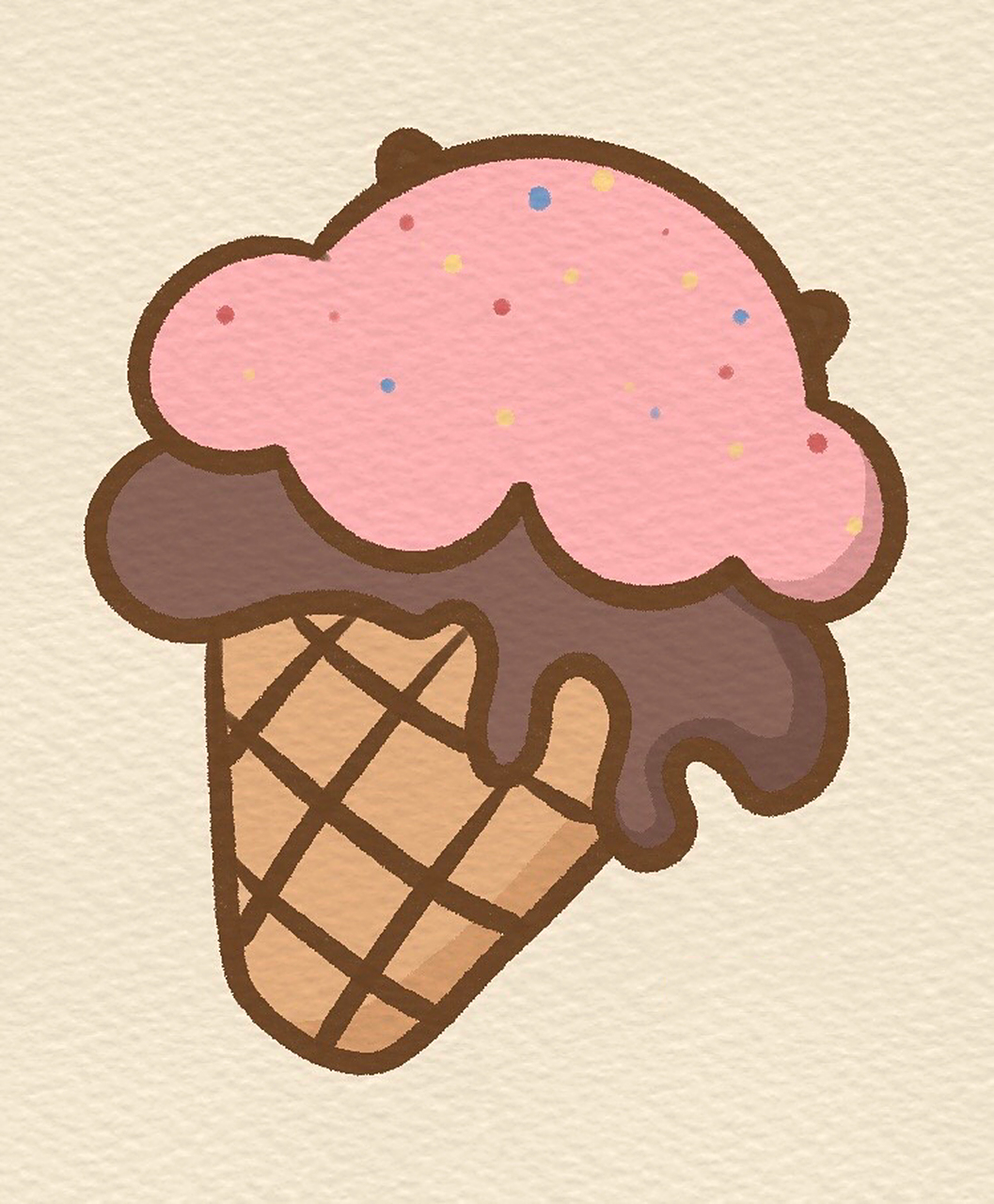 「简笔画」(100/71)双层冰淇淋90·内附步骤 今天是双层口味的