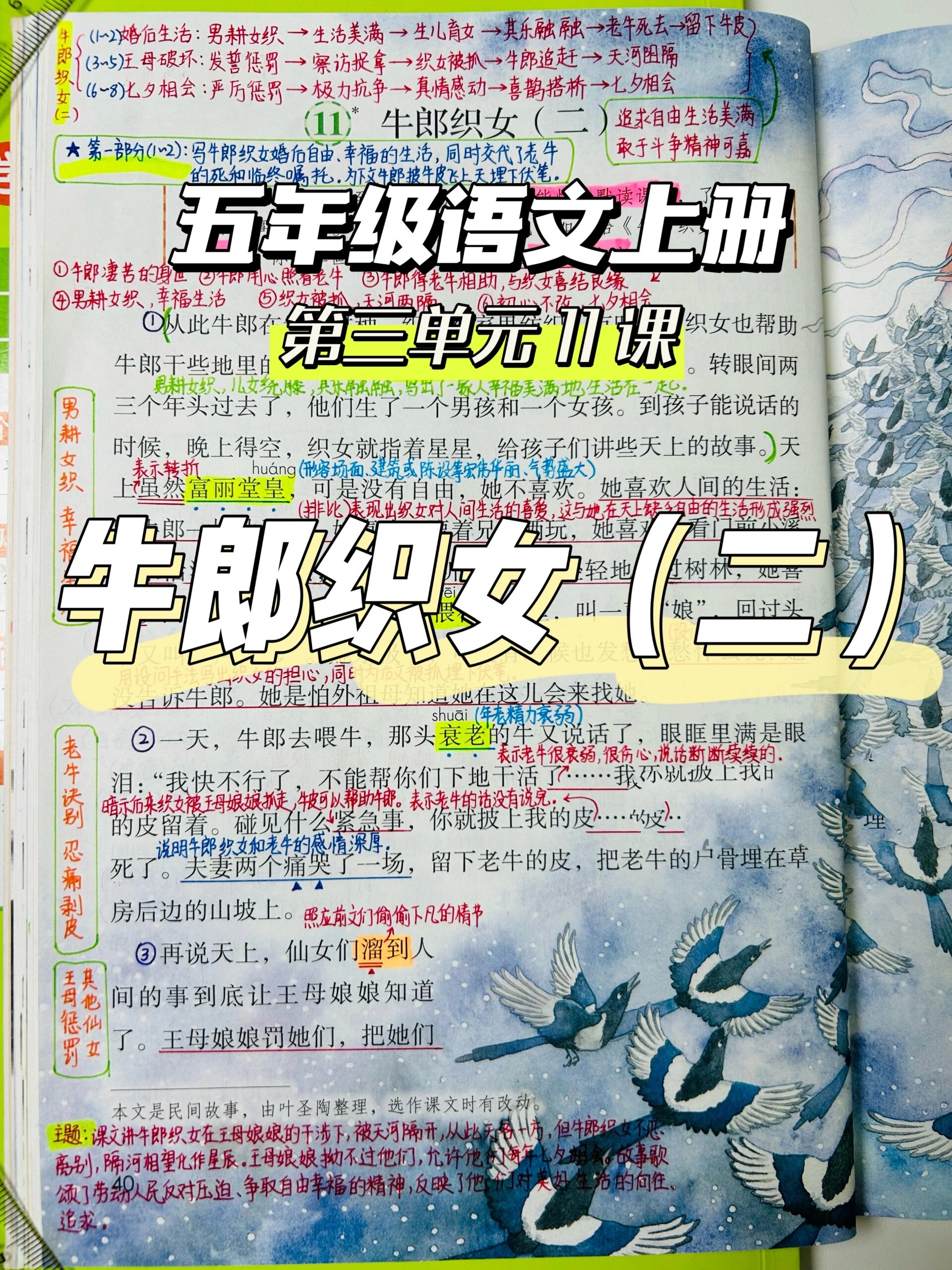 课文先写牛郎织女勤劳持家,日子过得挺美满,老
