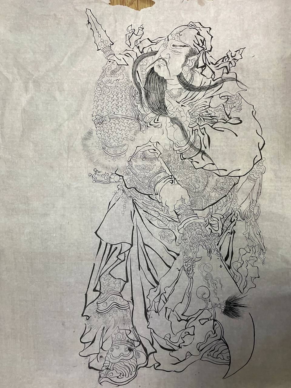 练习一张关公白描