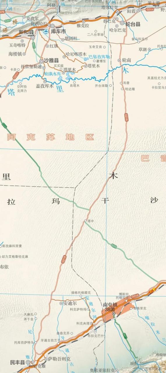 轮台——民丰216国道沙漠公路,阿拉尔——和田g580国道沙漠公路