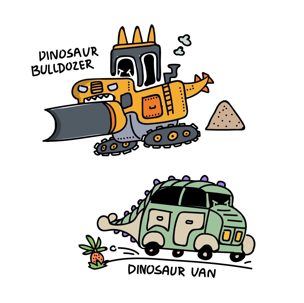 简笔画|恐龙汽车插画系列day 4