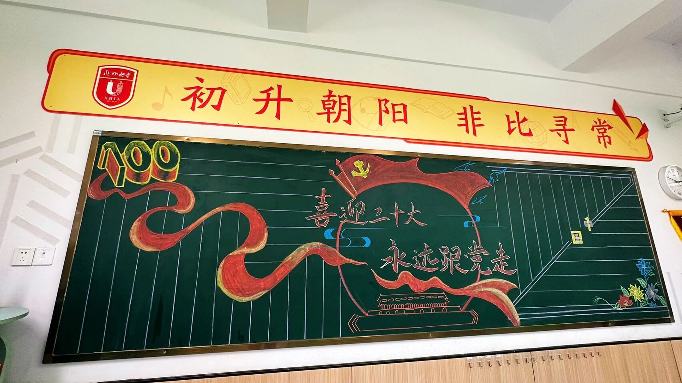 小学生"喜迎二十大"黑板报 小学生黑板报 主题"喜迎二十大 永远跟党走