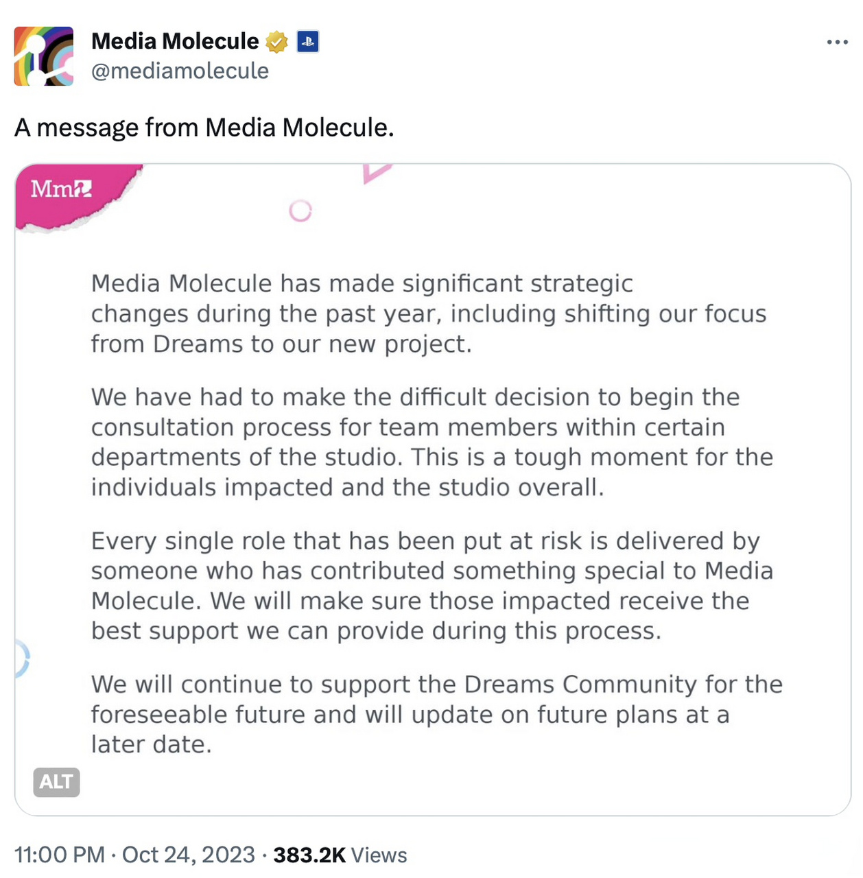 【media molecule宣布将进行大规模裁员 曾开发《小小大星球》等游戏