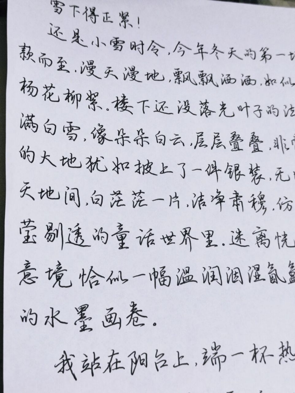 散文手写摘抄‖雪下的正紧(节选)