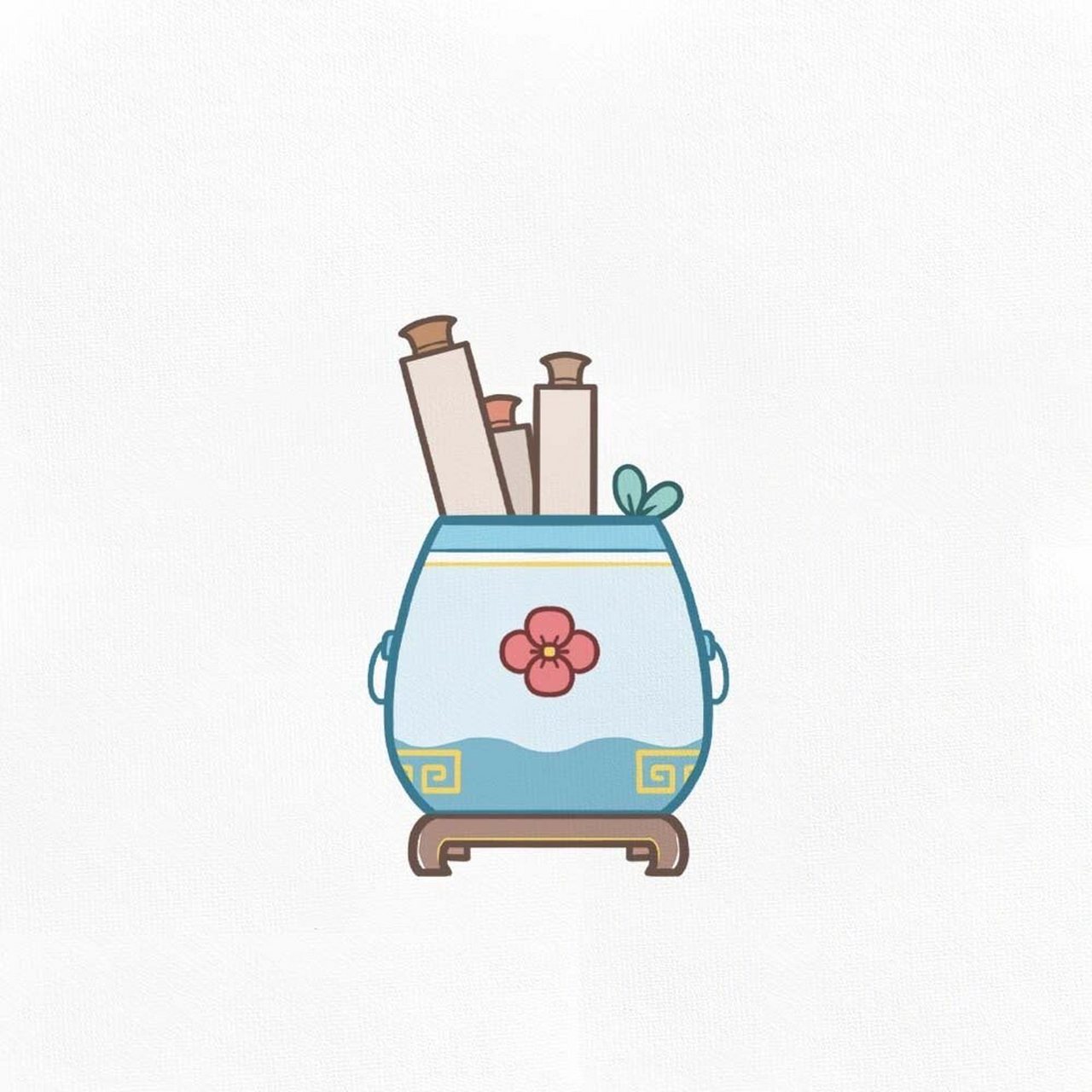 原创|古风|小物件|简笔画 【古风小物件系列三】花架,莲花盆,铃铛