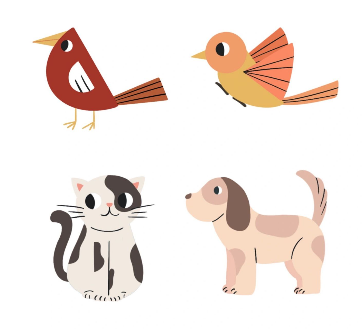 扁平风小动物合集(听说点赞会有小花花哦) 各种可可爱爱的小动物来啦