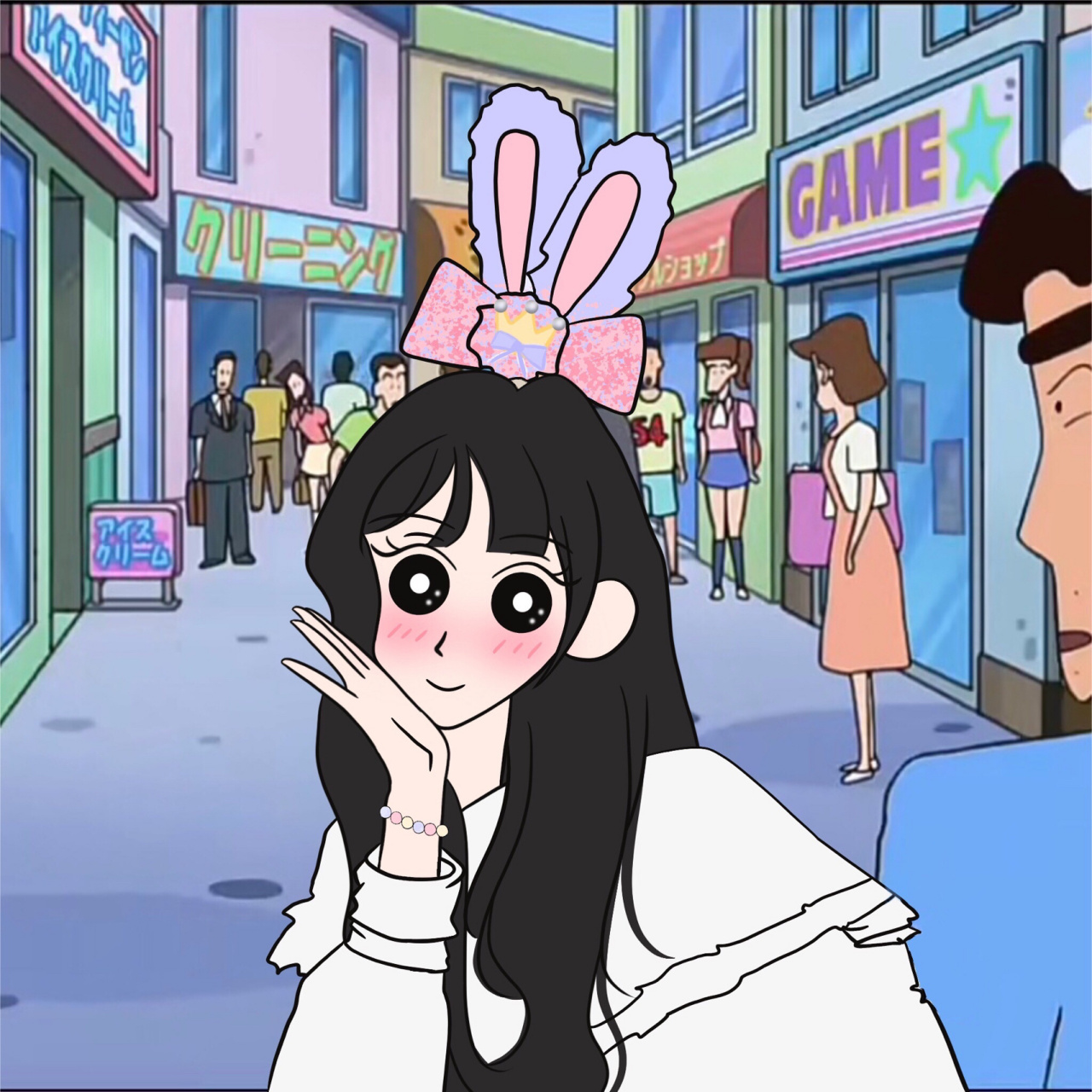 蜡笔小新风格娜娜子分子头像 p1街上出现了奇怪的人 p2非要和冰淇淋比