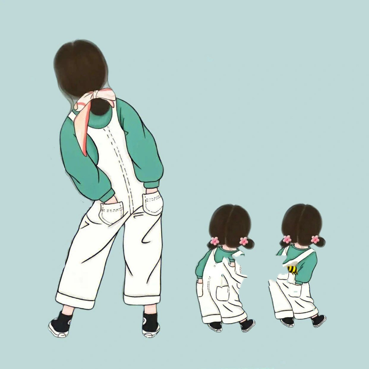 一家四口亲子头像双胞胎(姐姐妹妹) 带孩子有什么好处 带娃妙 带娃好