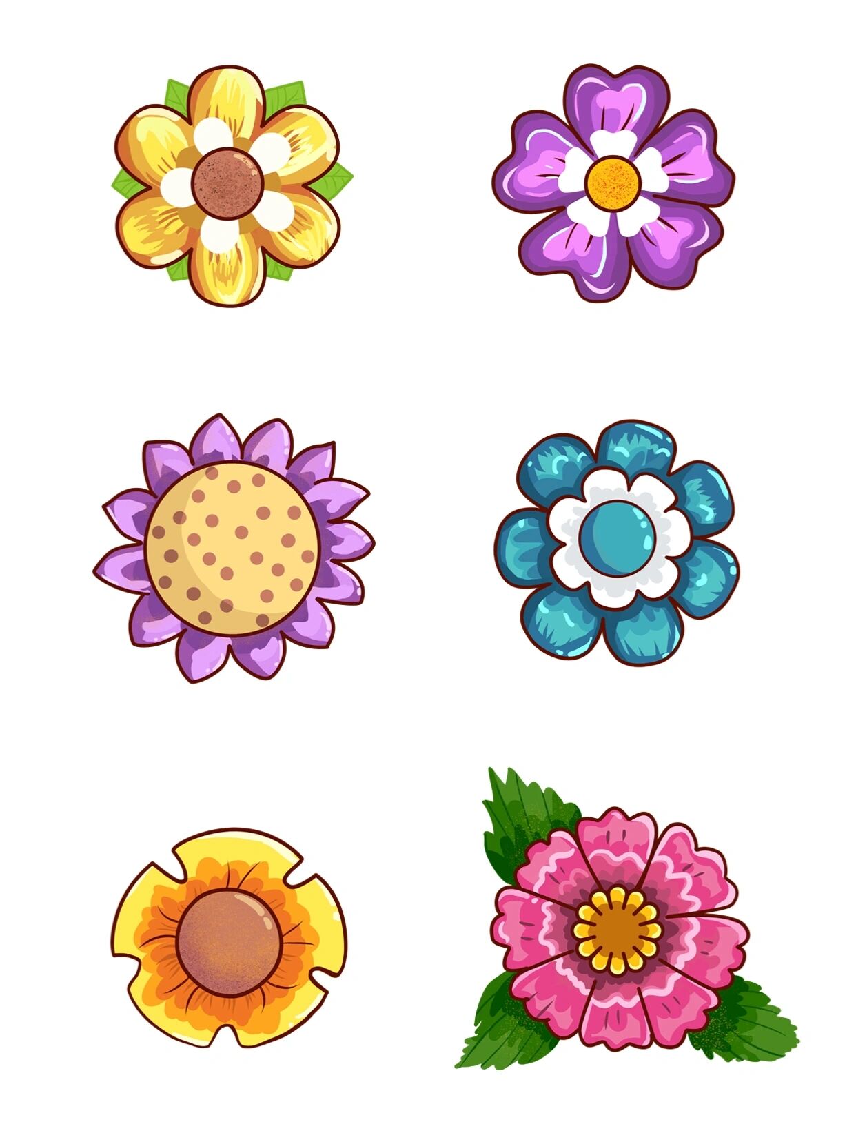 卡通简笔画花朵植物🌺免扣素材分享