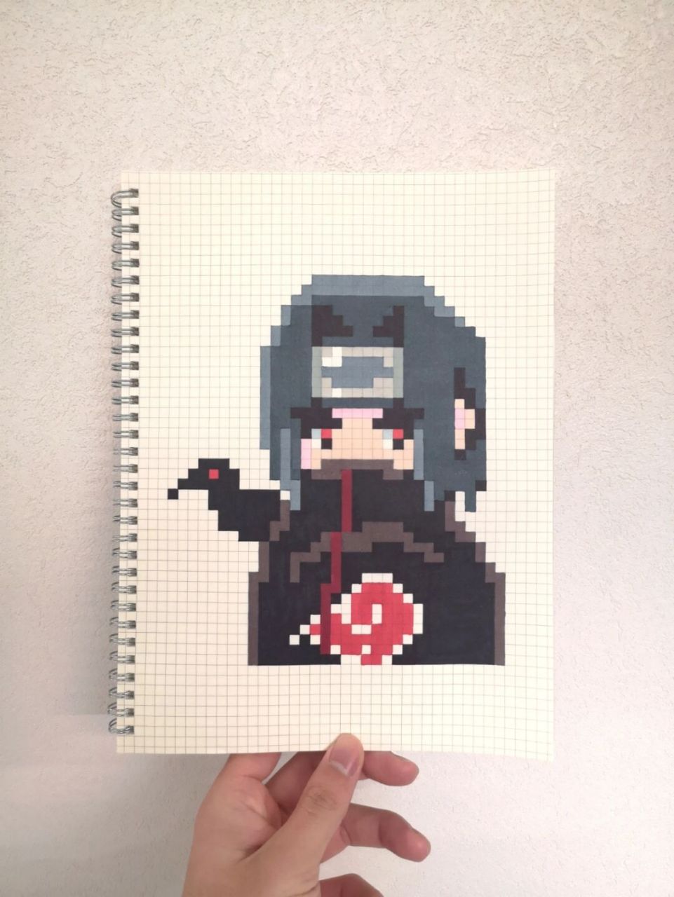 像素画:宇智波鼬 网格本:a4 图纸: #像素画# #宇智波鼬# #火影忍者