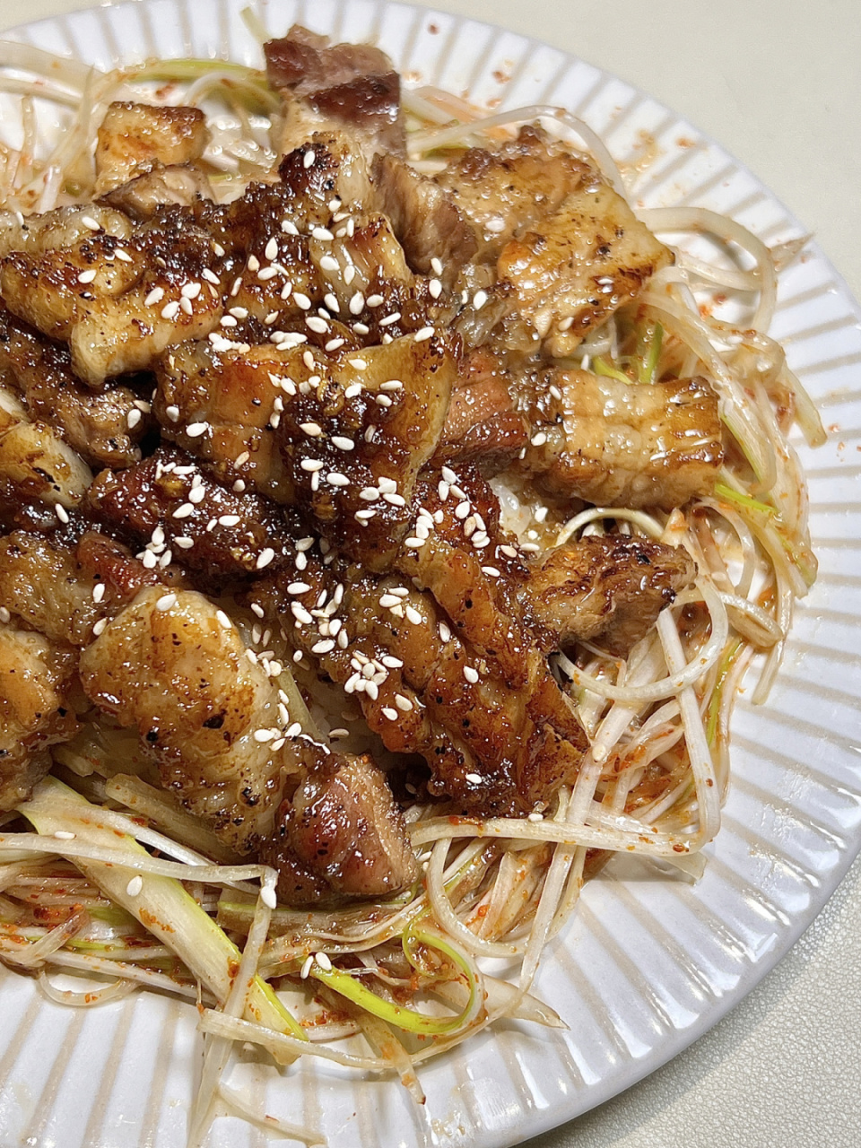 一人食|烤五花肉拌葱丝盖饭98yummy food 跟着在韩博主学做的超级