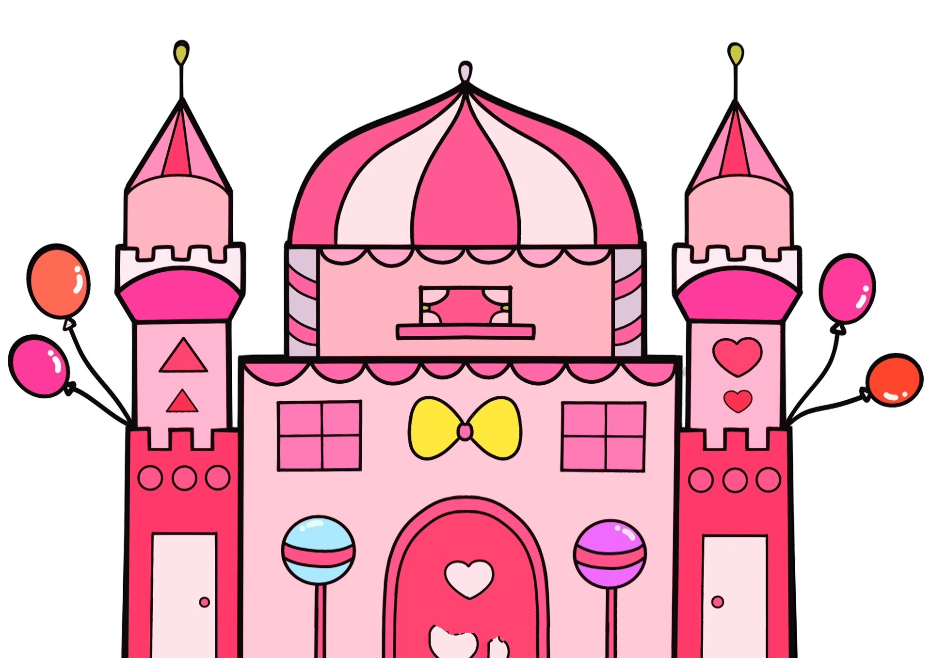 儿童画/漂亮的城堡/创意美术「附线稿」