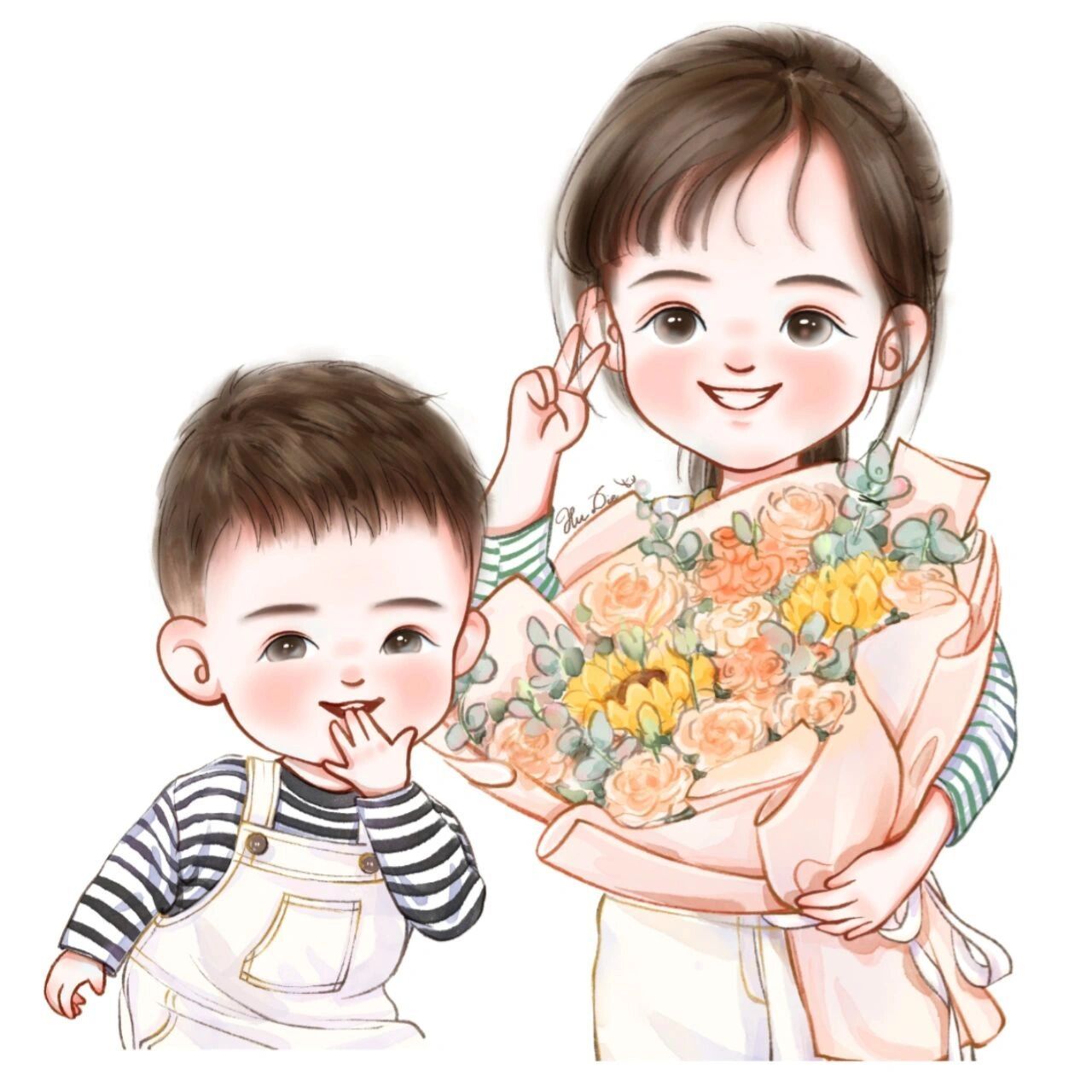 超有爱姐弟头像  来取图