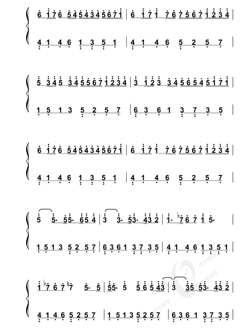 钢琴谱-《卡农》完整版 简单超好听经典卡农,完整版 主页有五线谱