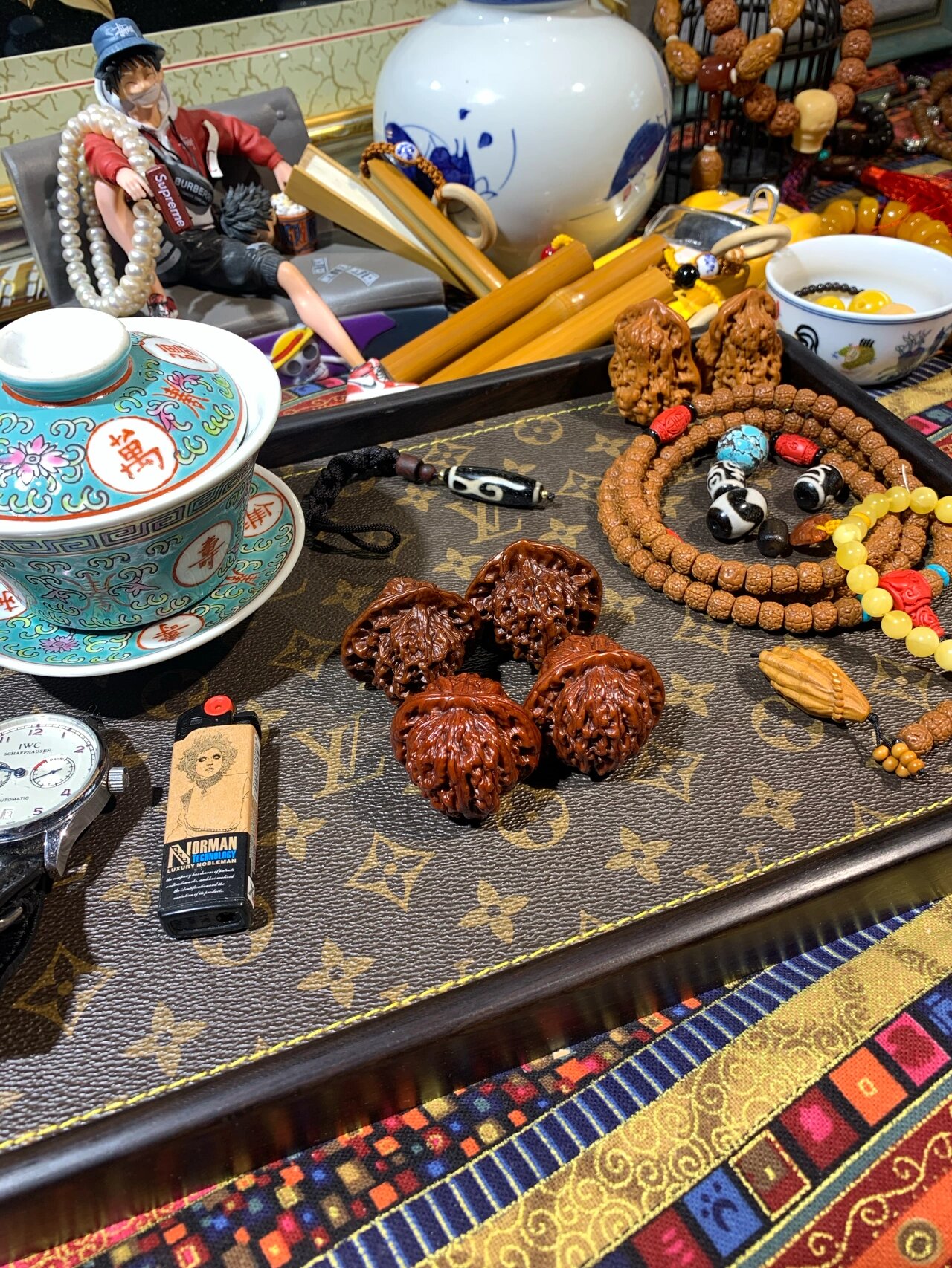 玉化文玩核桃,四座楼狮子头,文玩手把件