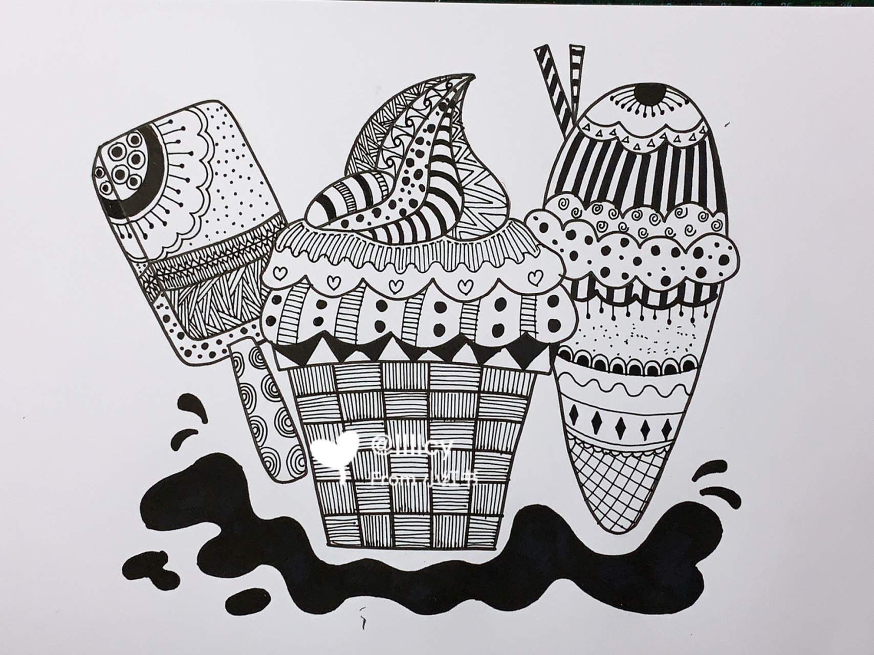 线描冰淇淋 #线描