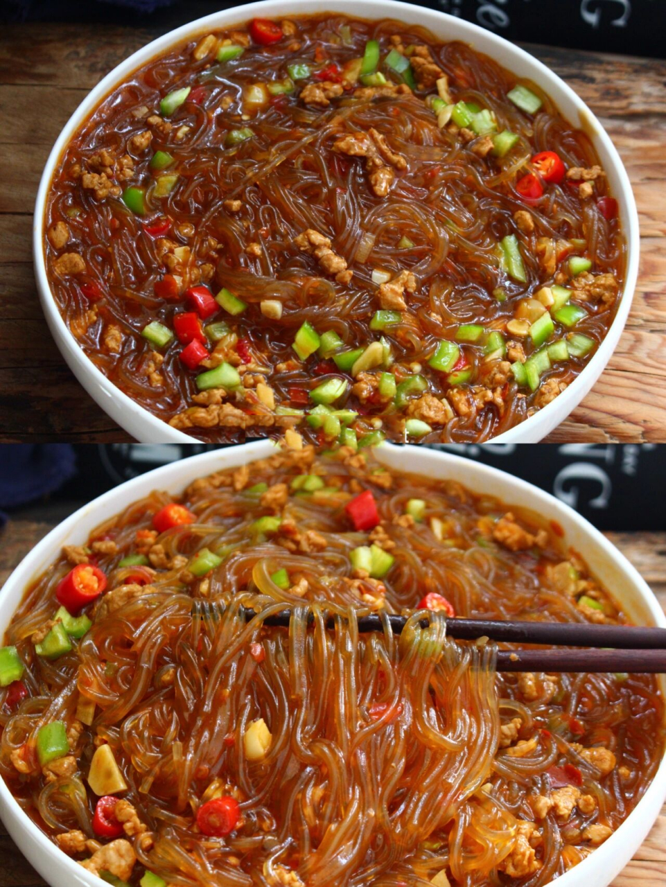 香辣入味7515巨下饭的肉末粉丝煲,好吃到舔 今天做了肉末粉丝煲