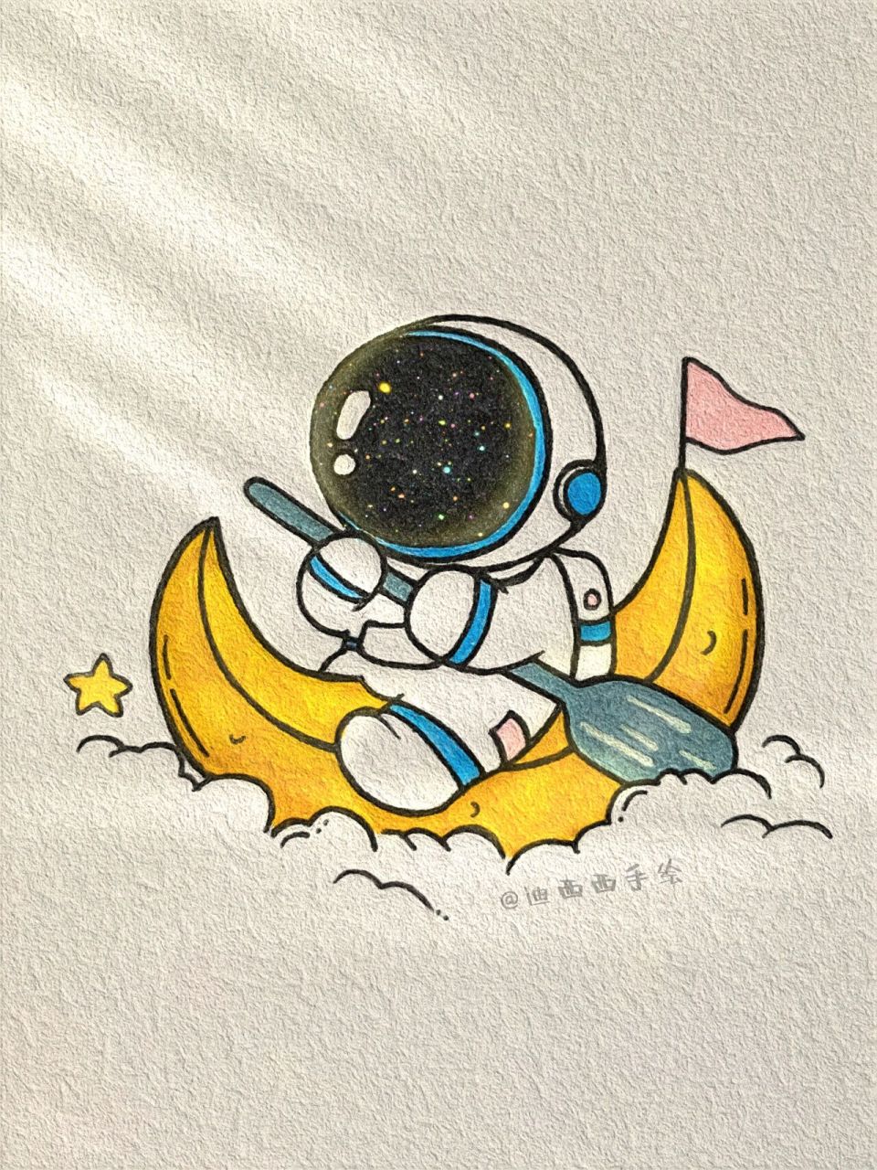 简笔画-宇航员    我是银河里的流浪家,你是月球里的常驻民,我环游