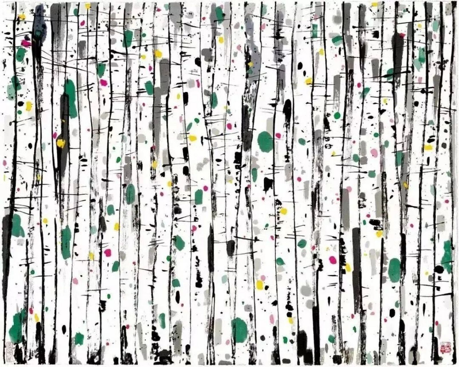 吴冠中《白桦林》#画画的日常# #世界名画# #吴冠中# #油画# #水墨画