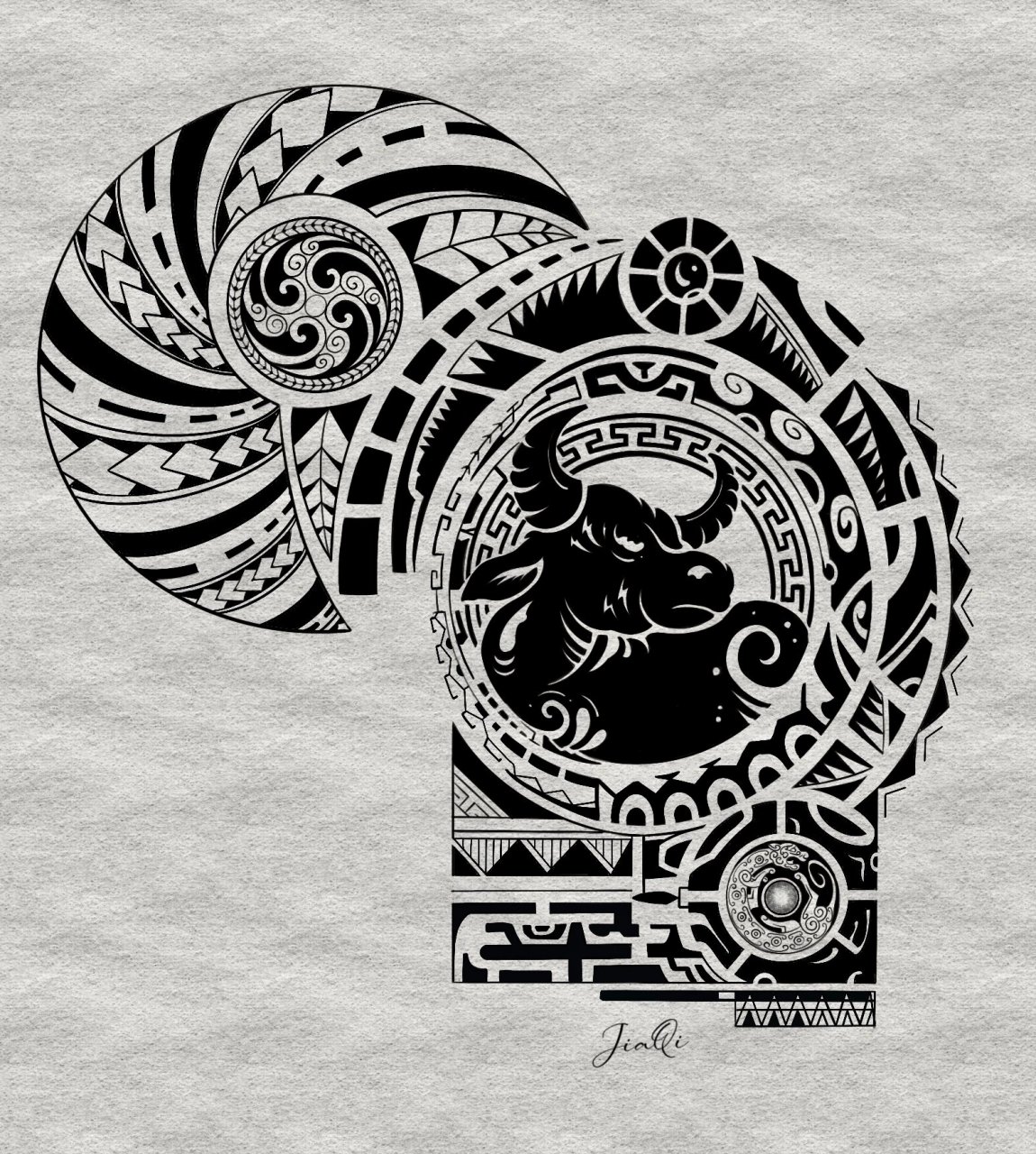 中国图腾丨半甲纹身设计 这个买家秀还是要发一下的 因为身材真的很顶